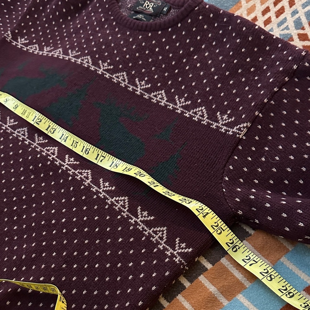 ๐ซ RRL Double RL Burgundy Fair Isle Sweater - Picture 7 of 8